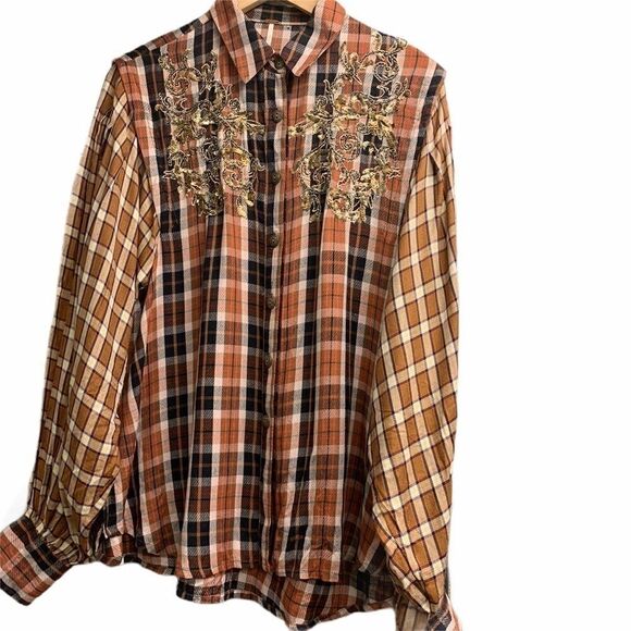 Free People Snow Top Mountains Plaid Shirt - Picture 5 of 5